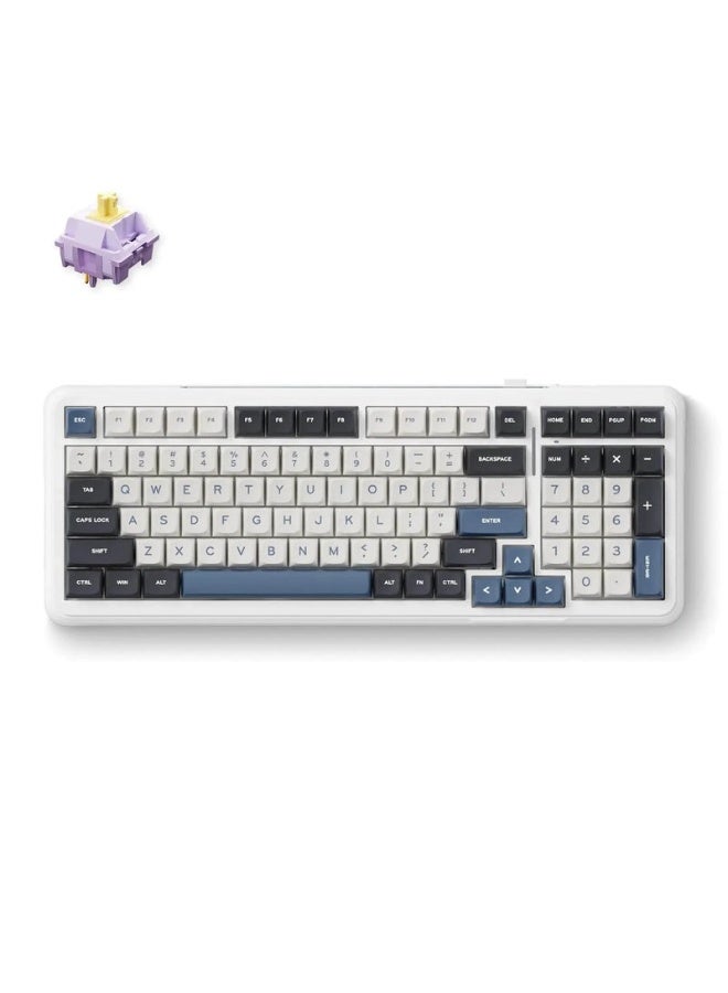 MCHOSE K99 98% Wireless Mechanical Keyboard, Hyacinth Switch, Tri-Mode (2.4GHz/BT5.0/USB-C), Gasket Mount, Hot-Swappable, RGB Backlit, 6000mAh Battery, 99-Key Compact Layout, NKRO, PBT Keycaps, Navy Blue | K99-3A - Image 1